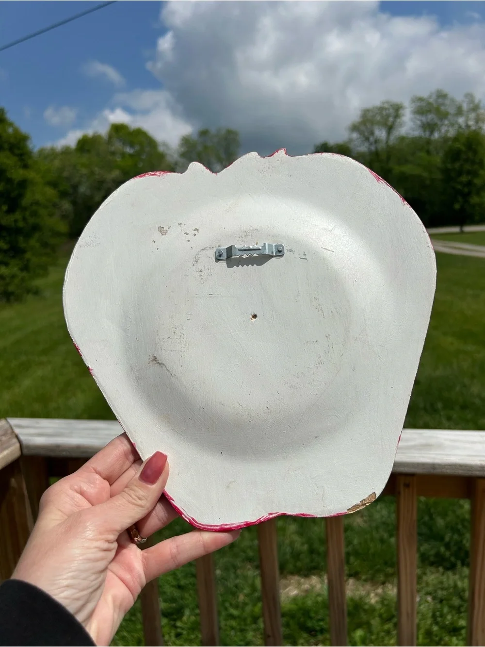 Vintage Wood plate Hand Painted Strawberry strawberries Cottagecore‎ Signed